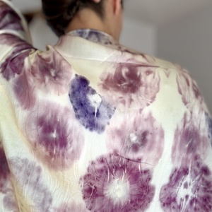 Eșarfă din mătase imprimată vegetal (mac și nalbă) - îmbrăcăminte și modă - eșarfe, pălării, fularuri - eșarfe - Artynos.ro