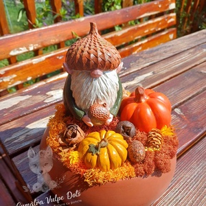 Decoratiune de toamna, decor de Halloween - un pitic cu ghinda, Casa & Stil de viata, Accesorii pentru decorat casa, Halloween - tot ce ai nevoie pentru petrecere!, Ornamente de Halloween, Obiecte pictate, Pictura, ARTYNOS