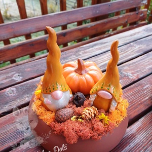 Decoratiune de toamna, decor de Halloween - cuplu de gnomi , Casa & Stil de viata, Accesorii pentru decorat casa, Halloween - tot ce ai nevoie pentru petrecere!, Ornamente de Halloween, Obiecte pictate, Pictura, ARTYNOS