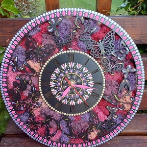 Ceas de perete cu licheni stabilizati și pictură cu techica punctului 40 cm - casă & stil de viață - decorațiuni de casă - decorațiuni de pereți - decorațiuni cu licheni - Artynos.ro