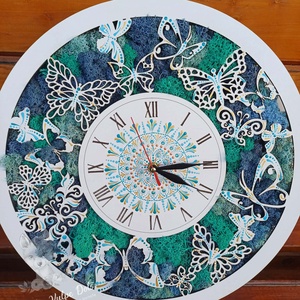 Ceas de perete cu licheni stabilizati și pictură cu techica punctului 40 cm - casă & stil de viață - decorațiuni de casă - decorațiuni de pereți - decorațiuni cu licheni - Artynos.ro