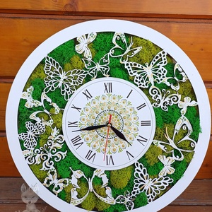 Ceas de perete cu licheni stabilizati și pictură cu techica punctului 40 cm - casă & stil de viață - decorațiuni de casă - decorațiuni de pereți - decorațiuni cu licheni - Artynos.ro