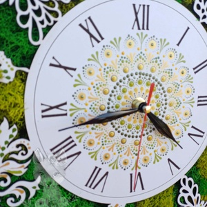Ceas de perete cu licheni stabilizati și pictură cu techica punctului 40 cm - casă & stil de viață - decorațiuni de casă - decorațiuni de pereți - decorațiuni cu licheni - Artynos.ro