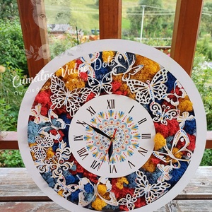 Ceas de perete cu licheni stabilizati și pictură cu techica punctului 40 cm - casă & stil de viață - decorațiuni de casă - decorațiuni de pereți - decorațiuni cu licheni - Artynos.ro