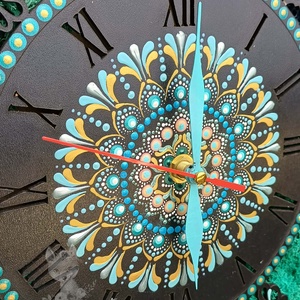 Ceas de perete cu licheni stabilizati și pictură cu techica punctului 40 cm - casă & stil de viață - decorațiuni de casă - decorațiuni de pereți - decorațiuni cu licheni - Artynos.ro