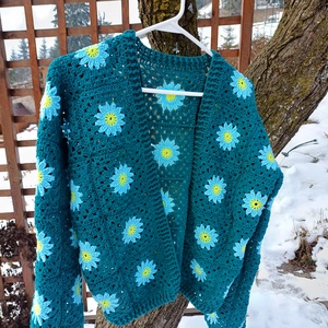 Cardigan croșetat manual, din fire naturale - îmbrăcăminte și modă - haine damă - hanorace, cardigane - Artynos.ro