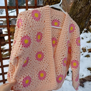 Cardigan crosetat manual, din fire naturale, Imbracaminte si moda, Haine dama, Hanorace, cardigane, Crosetat, ARTYNOS