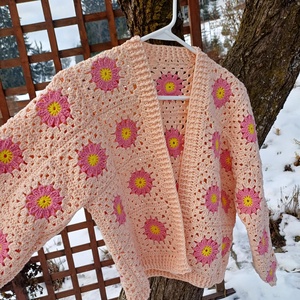 Cardigan croșetat manual, din fire naturale - îmbrăcăminte și modă - haine damă - hanorace, cardigane - Artynos.ro