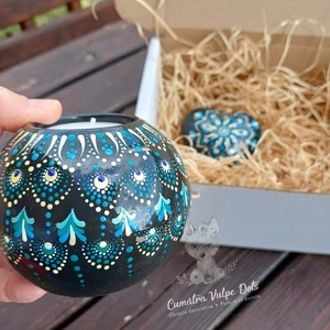 Set 2 obiecte decorative - inimioara si suport lumanare - Artynos.ro