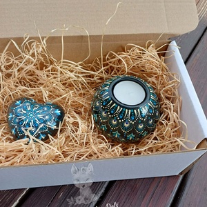 Set 2 obiecte decorative - inimioară și suport lumânare - casă & stil de viață - lumânări, parfumuri, arome - suport de lumânări - Artynos.ro