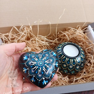 Set 2 obiecte decorative - inimioară și suport lumânare - casă & stil de viață - lumânări, parfumuri, arome - suport de lumânări - Artynos.ro