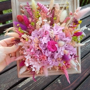 Ramă cu aranjament de flori stabilizate și criogenate - casă & stil de viață - decorațiuni de casă - accesorii florale - cutii cu flori - Artynos.ro