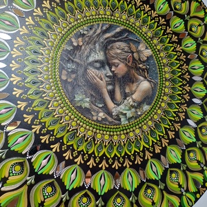 Panou Mandala -  Imersiune în natură - pictură manuală cu techica punctului 50 cm - casă & stil de viață - decorațiuni de casă - decor spiritual - mandala - Artynos.ro