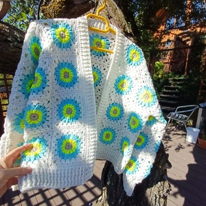 Cardigan croșetat manual, din fire naturale - îmbrăcăminte și modă - haine damă - hanorace, cardigane - Artynos.ro