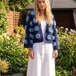 Cardigan crosetat manual, din fire naturale - Artynos.ro