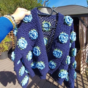 Cardigan croșetat manual, din fire naturale - îmbrăcăminte și modă - haine damă - hanorace, cardigane - Artynos.ro