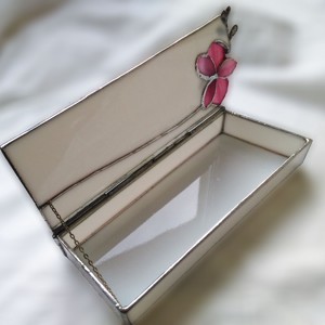 Cutie de bijuterii Orhidee 3D din sticlă Tiffany - bijuterii - suporturi și cutii de bijuterii - cutii de bijuterii - Artynos.ro