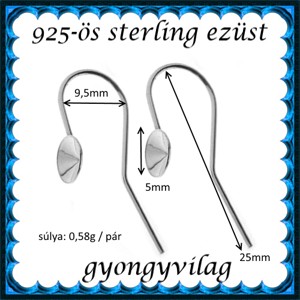  Accesorii pentru bijuterii din argint 925: bază pentru cercei cu cârlig EFK A 59-5 -  - Artynos.ro