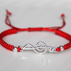 Bratara macramé impletita - Cheie de acordaj Cheie de vioara G-key - Rosu, , , ARTYNOS