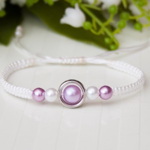 Bratara macramé impletita - Perle alb/violet deschis, , , ARTYNOS