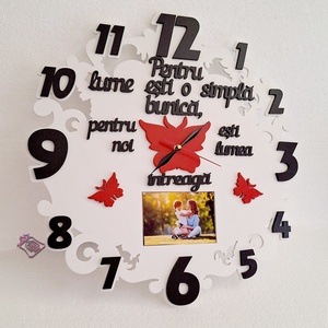 Ceas de perete,1 poza,personalizat pentru Bunica,Lemn, Casa & Stil de viata, Decoratiuni de casa, Decoratiuni de pereti, Ceasuri de perete, Prelucrarea lemnului, ARTYNOS
