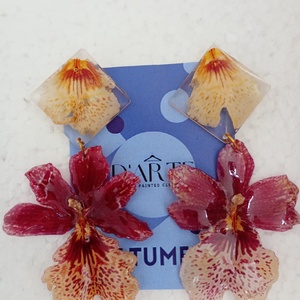 Cercei orhidee  - bijuterii - cercei - cercei din rășină - Artynos.ro