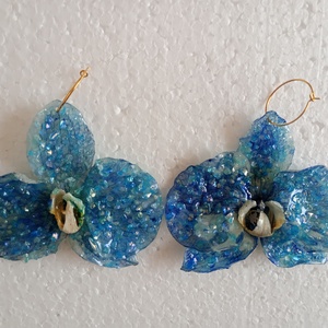 Cercei mari orhidee , Bijuterii, Cercei, Cercei din rasina, Confectionarea bijuteriilor, ARTYNOS