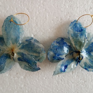 Cercei mari orhidee  - bijuterii - cercei - cercei din rășină - Artynos.ro