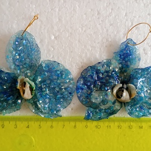 Cercei mari orhidee  - bijuterii - cercei - cercei din rășină - Artynos.ro