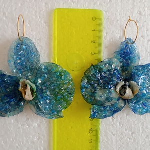 Cercei mari orhidee  - bijuterii - cercei - cercei din rășină - Artynos.ro