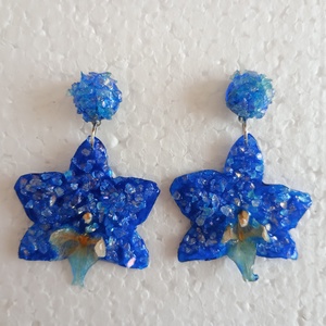 Cercei orhidee albastra , Bijuterii, Cercei, Cercei din rasina, Confectionarea bijuteriilor, ARTYNOS