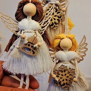 Ingeras Macrame - accesoriu brad de Crăciun  - crăciun - decorațiuni de crăciun de casă - pom de crăciun  - Artynos.ro