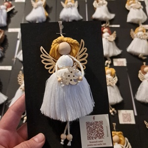 Ingeras Macrame - accesoriu brad de Crăciun  - crăciun - decorațiuni de crăciun de casă - pom de crăciun  - Artynos.ro