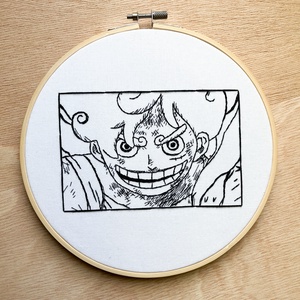 Gherghef decorativ cu Luffy din One piece, Arte vizuale și accesorii , Imagini cu broderii, Alte tablouri textil, Broderie, ARTYNOS