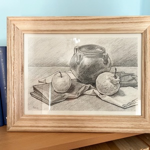 Ulcior cu măr și gutuie, desen în creion - arte vizuale și accesorii  - grafică, ilustrație - desen în creion - Artynos.ro