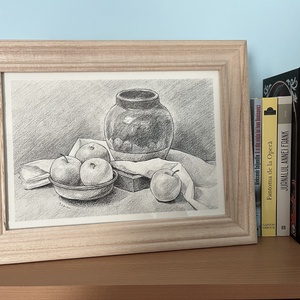 Desen in creion - vaza cu mere, Arte vizuale si accesorii , Grafica, ilustratie, Desen in creion, Fotografie, grafica, desen, ilustratie, ARTYNOS