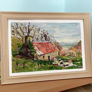 Pictura inramata, peisaj cu casa - Artynos.ro