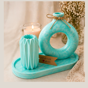 Set decorativ Harmony , Casa & Stil de viata, Decoratiuni de casa, Decoratiuni de masa si rafturi, Decoratiuni de masa, Ceramica, Fie ca alegi o vaza cu flori delicate sau lumanari parfumate pentru serile linistite, fiecare detal..., ARTYNOS
