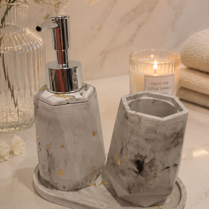 Set baie Modern Touch , Casa & Stil de viata, Accesorii de baie, Decoratiuni de baie, Ceramica, Compus din dispenser pentru sapun lichid, suport pentru periute de dinti si tavita decorativa, setu..., ARTYNOS