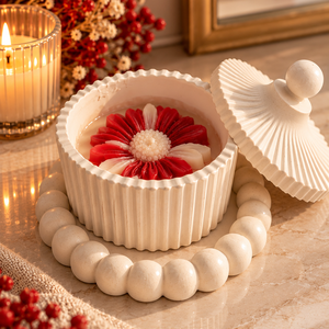Set cadou Craciun - lumanare parfumata si suport, Craciun, Decoratiuni de Craciun de casa, Lumanari de Craciun, Ceramica, Lumanare si fabricarea lumanarilor, ARTYNOS