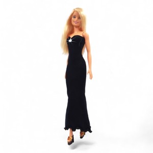 Rochie Barbie neagră, în stil sirenă, cu cristale � rochie pentru păpuși de tip Barbie (a002fk) - jucării și echipamente pentru copii - jucării și accesorii pentru copii - haine de barbie - Artynos.ro
