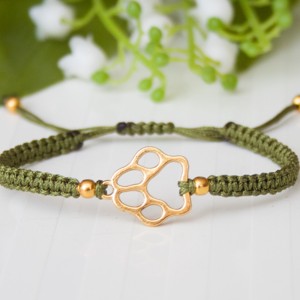 Bratara macramé impletita - Paw pawl verde / auriu, , , ARTYNOS