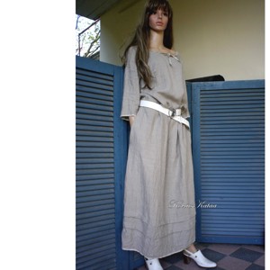 VICA - rochie cu mânecă lungă din in - îmbrăcăminte și modă - haine damă - rochie, dintr-o bucată - Artynos.ro