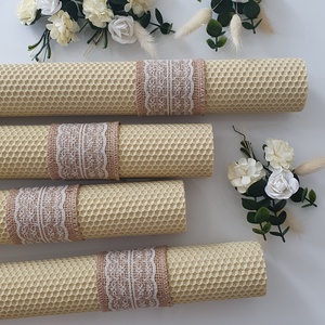 Set lumânări cununie, din ceară naturală de albine - accesorii nuntă - materiale decor pentru nuntă - lumânări de nuntă și suport lumânări - Artynos.ro