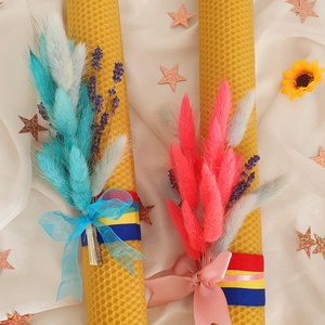 Set lumânări cununie sau botez, din ceară naturală de albine - accesorii nuntă - materiale decor pentru nuntă - lumânări de nuntă și suport lumânări - Artynos.ro
