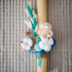 Lumânare botez băiețel, din ceară naturală de albine - accesorii nuntă - materiale decor pentru nuntă - lumânări de nuntă și suport lumânări - Artynos.ro