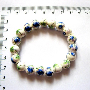 margele portelan cu flori albastre 51859, Accessorii si unelte, Margea, componente de bijuterii, Margele figurative, Confectionarea bijuteriilor, ARTYNOS