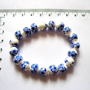margele portelan cu flori albastre 25587, Accessorii si unelte, Margea, componente de bijuterii, Alte piese, Confectionarea bijuteriilor, ARTYNOS