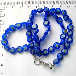 margele sticla millefiori albastru cu galben 11308, Accessorii si unelte, Margea, componente de bijuterii, Lentile din sticla, Confectionarea bijuteriilor, ARTYNOS