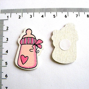 Figurine din placaj subtire de lemn biberon roz 18458, Accessorii si unelte, Accesorii decorative, Figurine, Altele, ARTYNOS